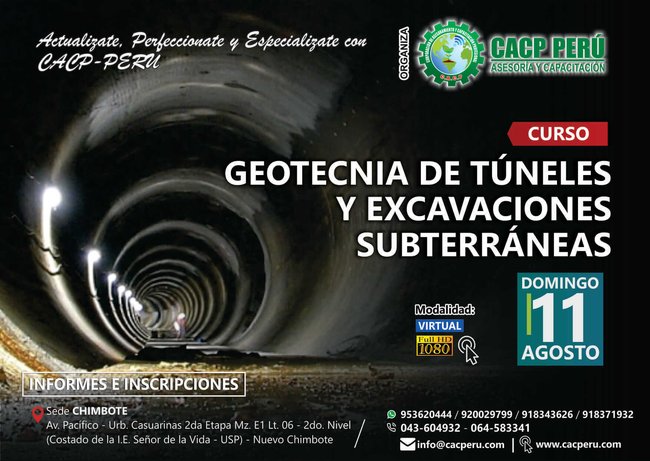 Geotecnia De Túneles Y Excavaciones Subterráneas. 2019 - 1