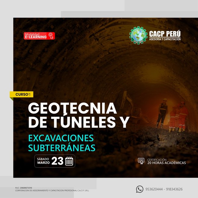 Geotecnia De Túneles Y Excavaciones Subterráneas 2024-1 E-Learning