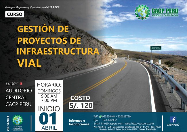 Gestión De Proyectos De Infraestructura Vial. 2018 - 1