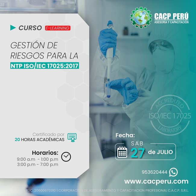 Gestión De Riesgos Para La Ntp - Iso/Iec 17025:2017 2024 - 1 E-Learning