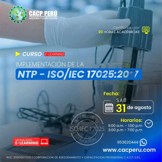 Implementacion De La Ntp - Iso/Iec 17025:2017 2024 - 2 E-Learning