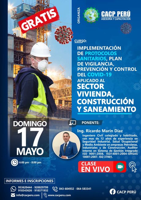 Implementación De Protocolos Sanitarios, Plan De Vigilancia, Prevención Y Control Del Covid-19 Aplicado Al Sector Vivienda, Construcción Y Saneamiento. 2020 - 1