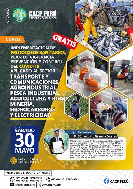 Implementación De Protocolos Sanitarios, Plan De Vigilancia, Prevención Y Control Del Covid-19 Aplicado Al Sector Transporte Y Comunicaciones, Pesca Industrial, Agricultura Y Riego, Minería, Hidrocarburos Y Electricidad. 2020 - 1