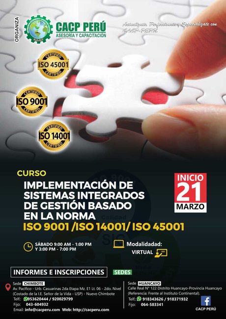 Implementación De Sistemas Integrados De Gestión Basado En La Norma Iso 9001 /Iso 14001/Iso 45001. 2019 - 2