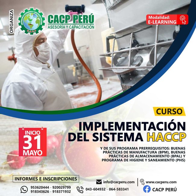 Implementación Del Sistema Haccp Y De Sus Programa Prerrequisitos: Buenas Prácticas De Manufactura (Bpm), Buenas Prácticas De Almacenamiento (Bpal) Y Programa De Higiene Y Saneamiento (Phs). 2020 - 1 - Virtual - 2