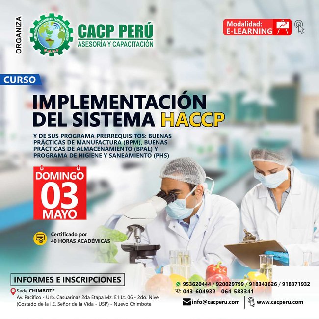 Implementación Del Sistema Haccp Y De Sus Programa Prerrequisitos: Buenas Prácticas De Manufactura (Bpm), Buenas Prácticas De Almacenamiento (Bpal) Y Programa De Higiene Y Saneamiento (Phs). 2020 - 1 - Virtual