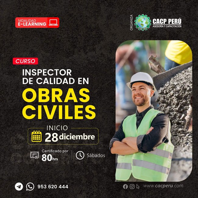Inspector De Calidad En Obras Civiles. 2024 - 2 - E-Learning