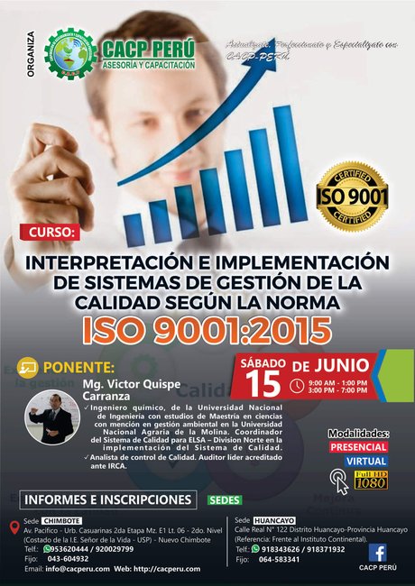 Interpretación E Implementación De Sistemas De Gestión De La Calidad Según La Norma Iso 9001:2015. 2019 - Chimbote