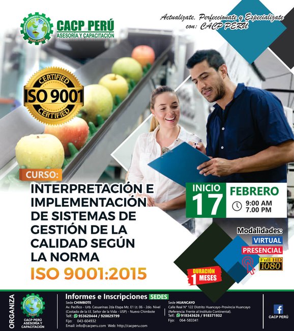 Interpretación E Implementación De Sistemas De Gestión De La Calidad Según La Norma Iso 9001:2015. 2018 - 2