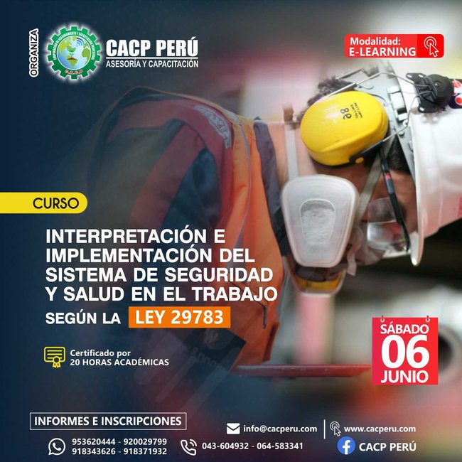 Interpretación E Implementación Del Sistema De Seguridad Y Salud En El Trabajo Según La Ley 29783. 2020 - 1 - Virtual - 1