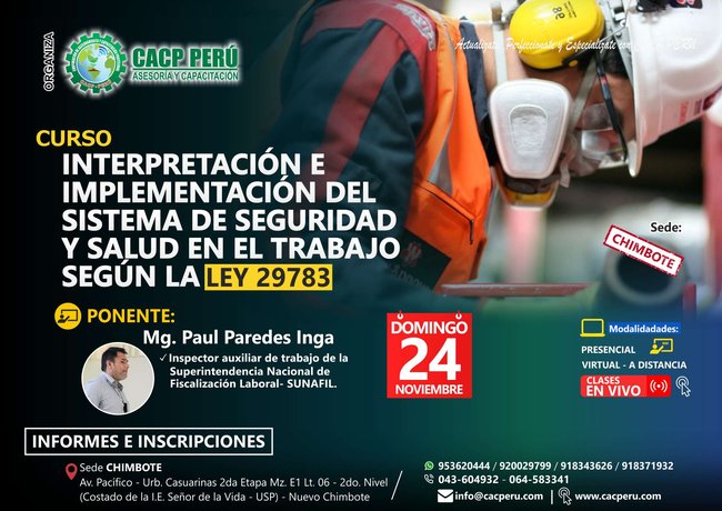 Interpretación E Implementación Del Sistema De Seguridad Y Salud En El Trabajo Según La Ley 29783. 2019 - 2