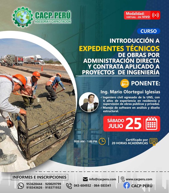 Introducción A Expedientes Técnicos De Obras Por Administración Directa Y Contrata Aplicado A Proyectos De Ingeniería. 2020 - 1