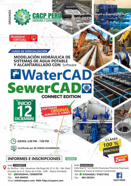 Modelación Hidráulica De Sistemas De Agua Potable Y Alcantarillado Con Watercad Y Sewercad. 2019 - 2