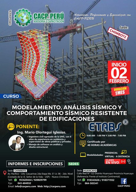 Modelamiento, Análisis Sísmico Y Comportamiento Sísmico Resistente De Edificaciones Utilizando El Software Etabs 2016. 2019 - 2
