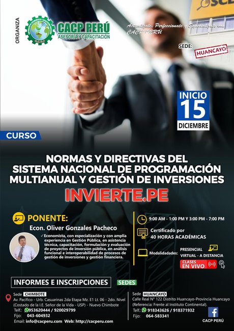 Normas Y Directivas Del Sistema Nacional De Programación Multianual Y Gestión De Inversiones Invierte.Pe. 2019 - 2