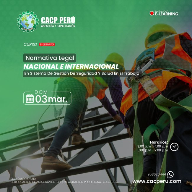 Normativa Legal Nacional E Internacional En Sistema De Gestión De Seguridad Y Salud En El Trabajo 2024 - 1 E-Learning