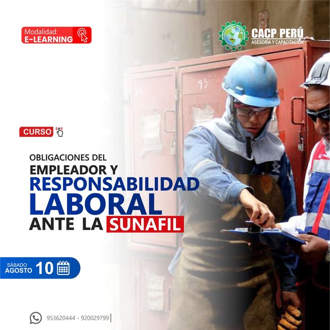 Obligaciones Del Empleador Y Responsabilidad Laboral Ante La Sunafil 2024 - 1 E-Learning