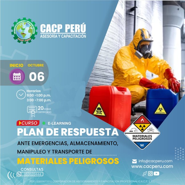 Plan De Respuesta Ante Emergencias , Almacenamiento, Manipuleo Y Trasnporte De Materiales Peligrosos 2024 - 1.3 E-Learning