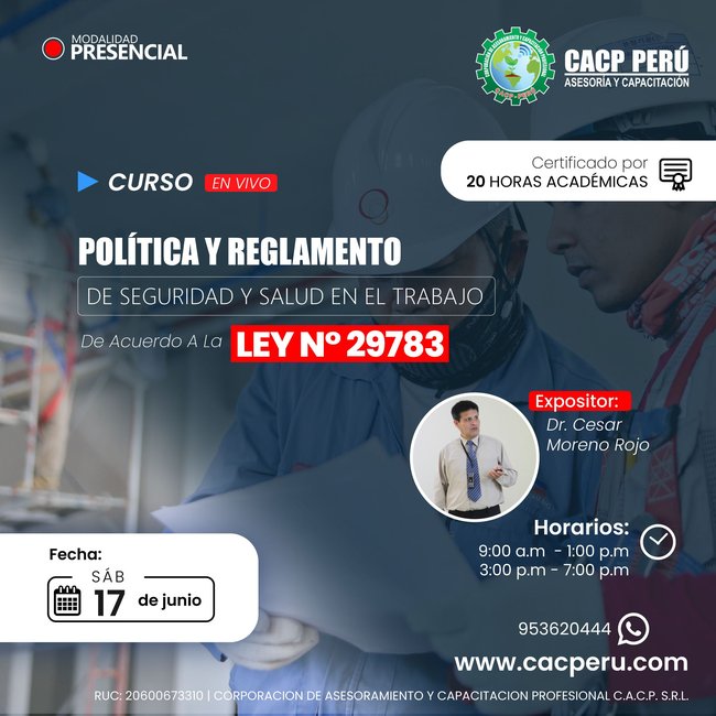 Politica, Reglamento De Seguridad Y Salud En El Trabajo De Acuerdo A La Ley N° 29783 2023 - 1
