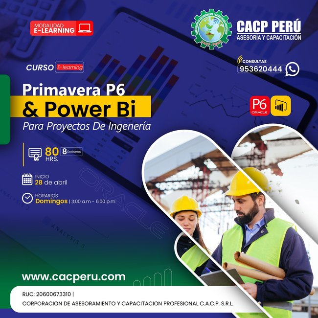 Primavera P6 Y Power Bi Para Proyectos De Ingeneria 2024 - 1 E-Learning
