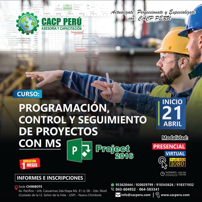 Programación, Control Y Seguimiento De Proyectos Con Ms Project 2016. 2018 - 2