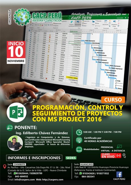 Programación, Control Y Seguimiento De Proyectos Con Ms Project 2016. 2019 - 1