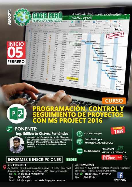 Programación, Control Y Seguimiento De Proyectos Con Ms Project 2016. 2020 - 1 - Chimbote