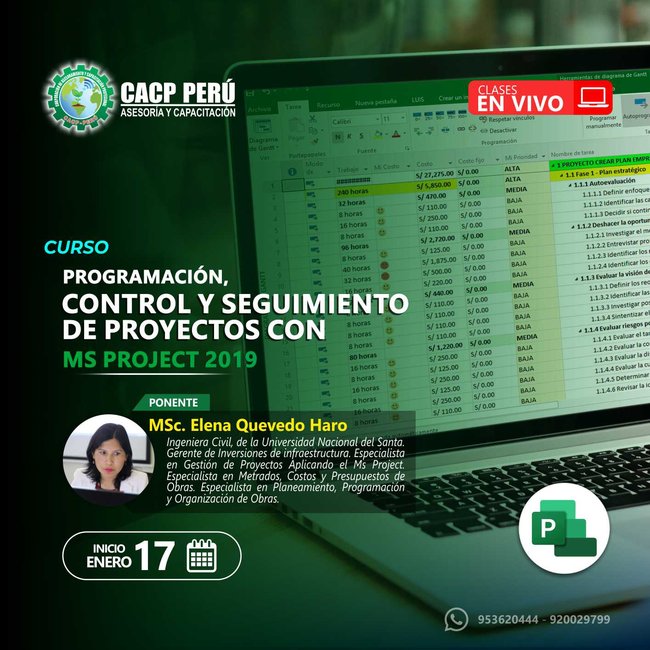 Programación, Control Y Seguimiento De Proyectos Con Ms Project 2019. 2020 - 3