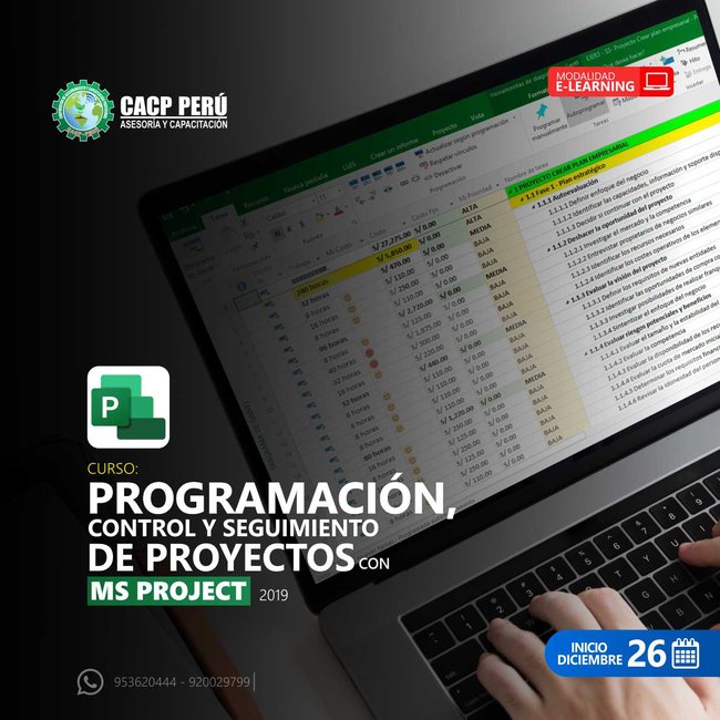 Programación, Control Y Seguimiento De Proyectos Con Ms Project 2019. 2021 - 2 - E-Learning