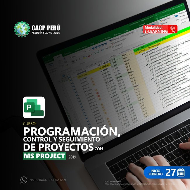 Programación, Control Y Seguimiento De Proyectos Con Ms Project 2019. 2021 - 3 - E-Learning