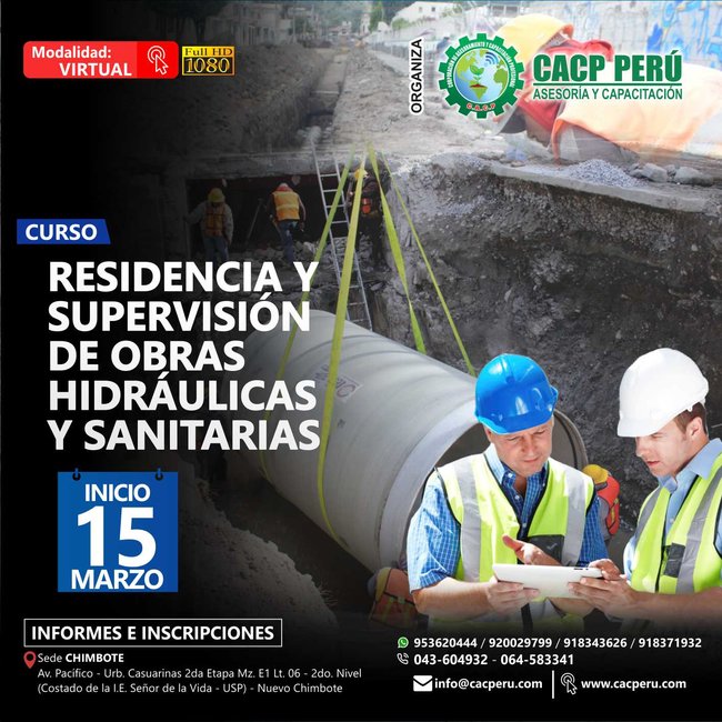 Residencia Y Supervisión De Obras Hidráulicas Y Sanitarias. 2019 - 2