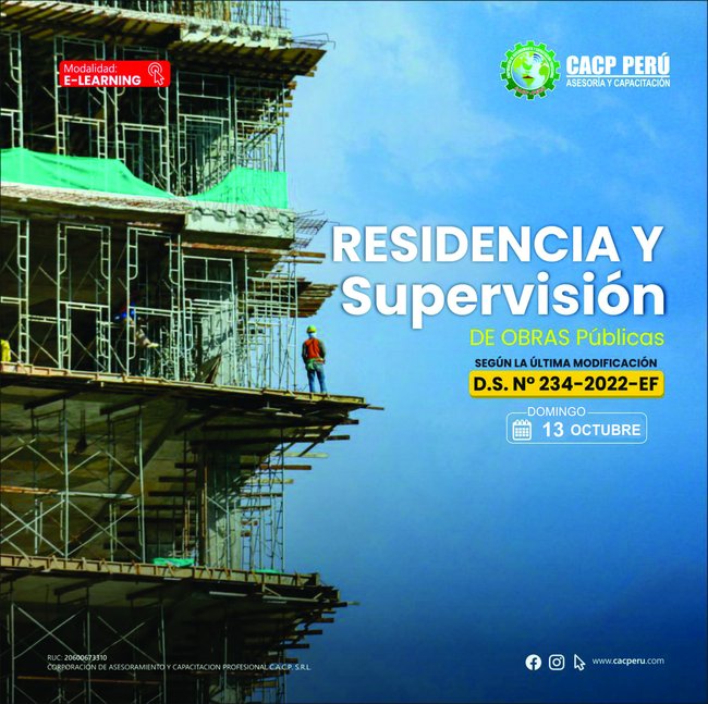 Residencia Y Supervisión De Obras Públicas Y Privadas 2024 - 1 E-Learning