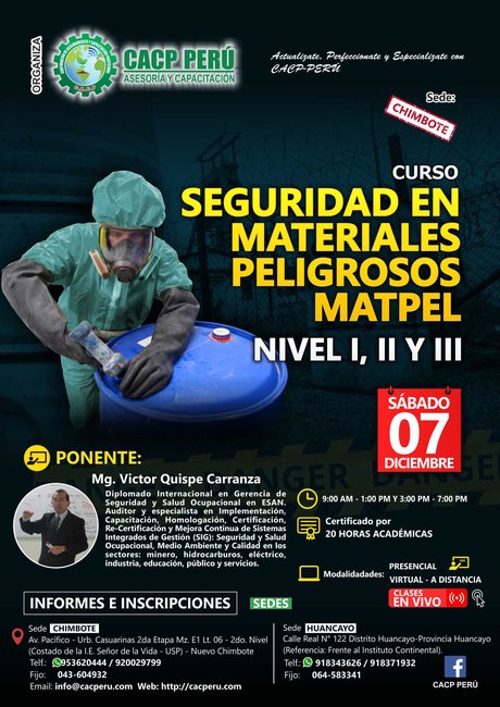 Seguridad En Materiales Peligrosos Matpel Nivel I, Ii Y Iii. 2019 - 2