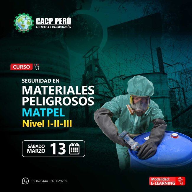 Seguridad En Materiales Peligrosos Matpel Nivel I, Ii Y Iii. 2021 - 1- Virtual - 1
