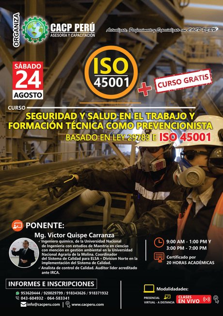 Seguridad, Salud En El Trabajo Y Formación Técnica Como Prevencionista Basado En Ley 29783 E Iso 45001. 2019 - 1