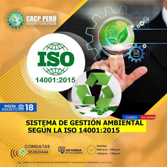 Sistema De Gestión Ambiental Según La Iso 14001:2015 2024 - 1 E-Learning