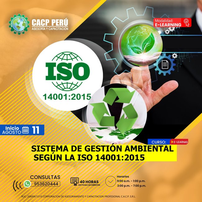 Sistema De Gestión Ambiental Según La Iso 14001:2015 2024 - 1.2 E-Learning