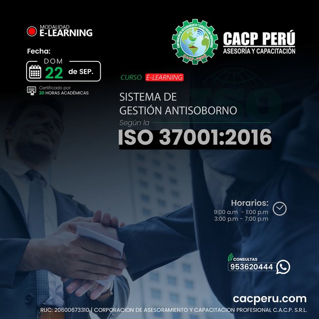 Sistema De Gestion Antisoborno Segun La Iso 37001:2016 2024 - 1 E-Learning