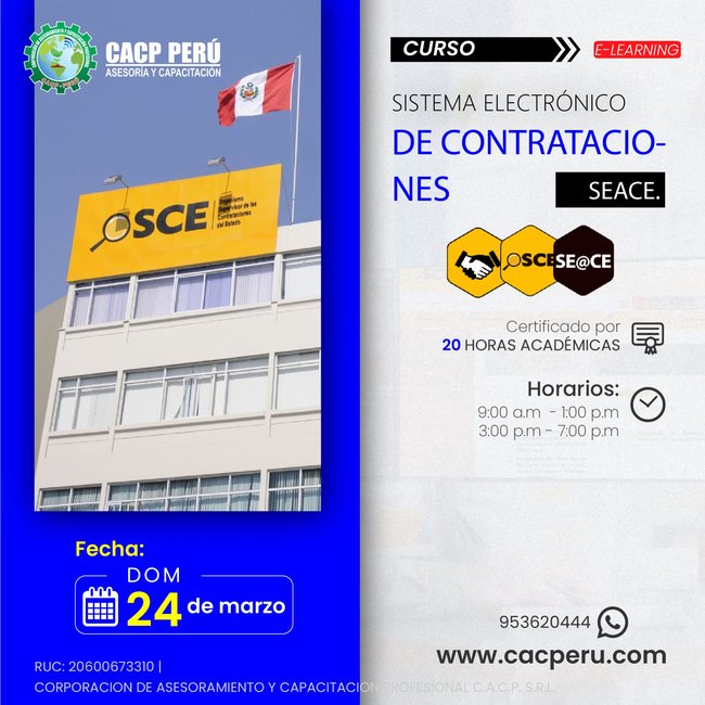Sistema Electrónico De Contrataciones Del Estado - Seace. 3.0 2023 -2.2 E-Learning