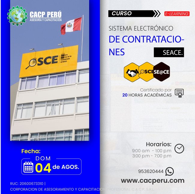 Sistema Electrónico De Contrataciones Del Estado - Seace. 3.0 2024 - 2 E-Learning