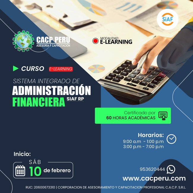 Sistema Integrado De Administración Financiera - Siaf - Rp 2023-2.2 E-Learning