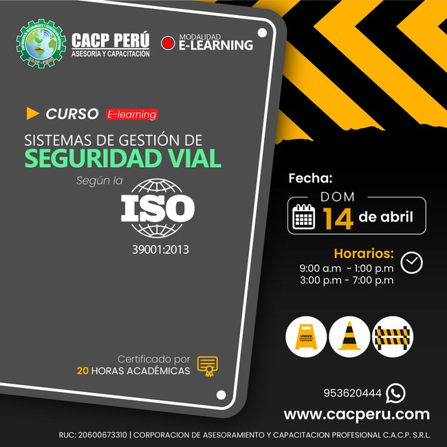 Sistemas De Gestion De Seguridad Vial Segun La Iso 39001:2013 2024 - 1.2 E-Learning