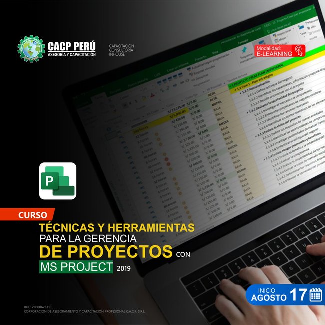 Técnicas Y Herramientas Para La Gerencia De Proyectos Con Ms Project 2019. 2024 - 1 E-Learning