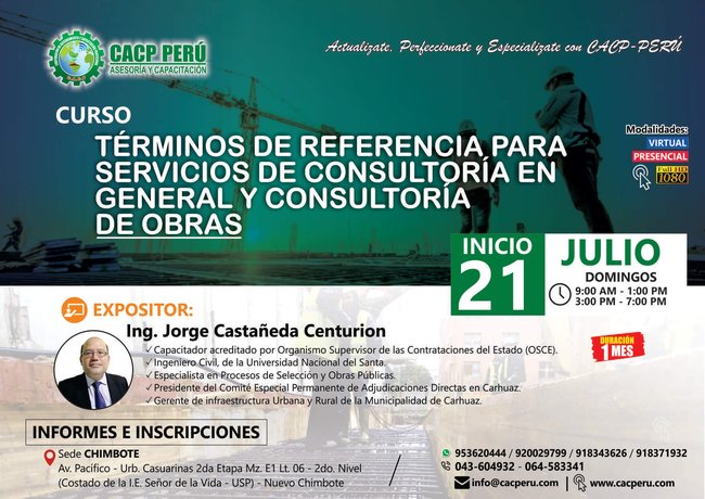 Términos De Referencia Para Servicios De Consultoría En General Y Consultoría De Obras. 2019 - 1