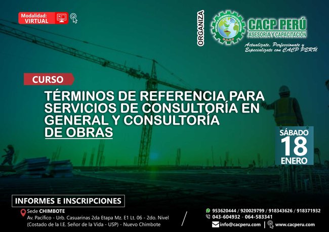 Términos De Referencia Para Servicios De Consultoría En General Y Consultoría De Obras. 2019 - 2