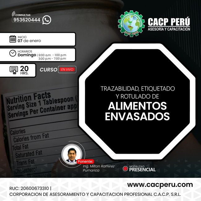 Trazabilidad, Etiquetado Y Rotulado De Alimentos Envasados 2023-2
