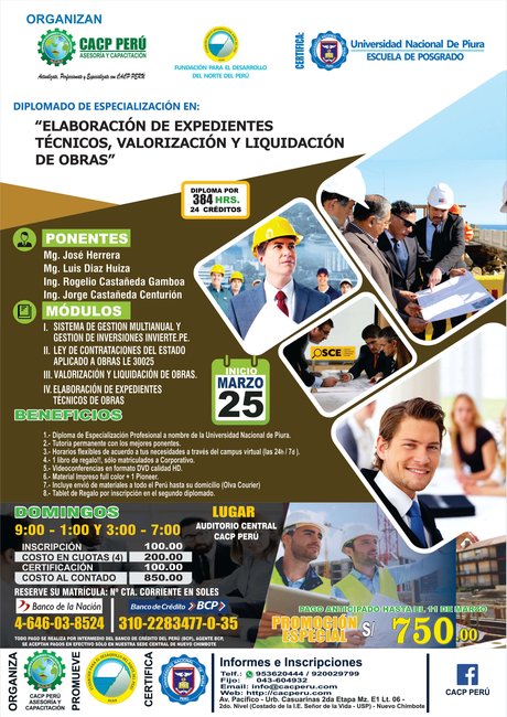 Elaboración De Expedientes Técnicos, Valorización Y Liquidación De Obras 2018 - I