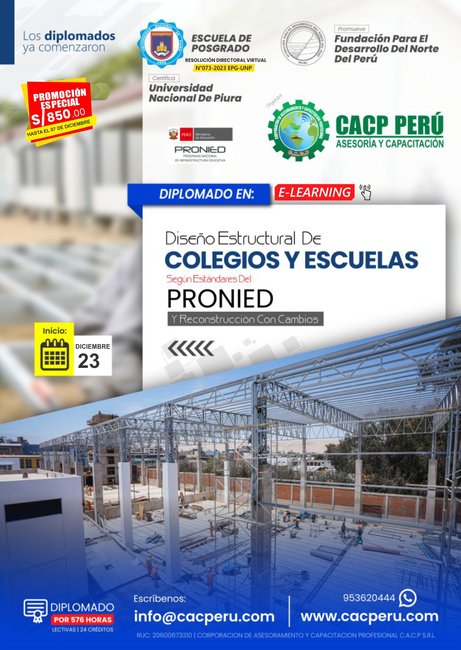 Análisis Y Diseño Estructural De Colegios Y Escuelas Según Estandares De Pronied Y Reconstrucción Con Cambios 2023 - 2.2 E-Learning