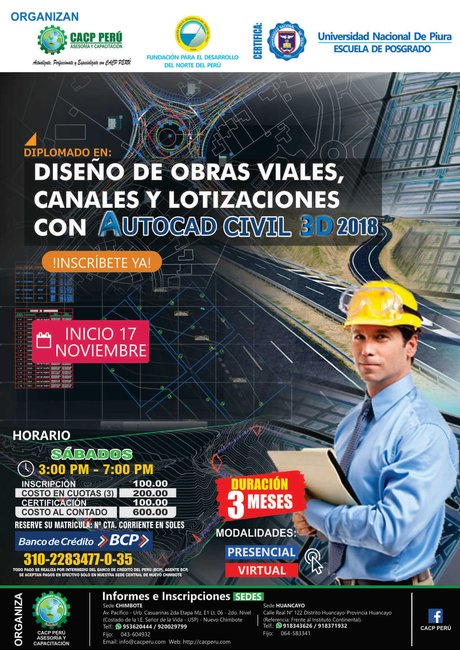 Diseño De Obras Viales, Canales Y Lotizaciones Con Civil 3D. - 2018