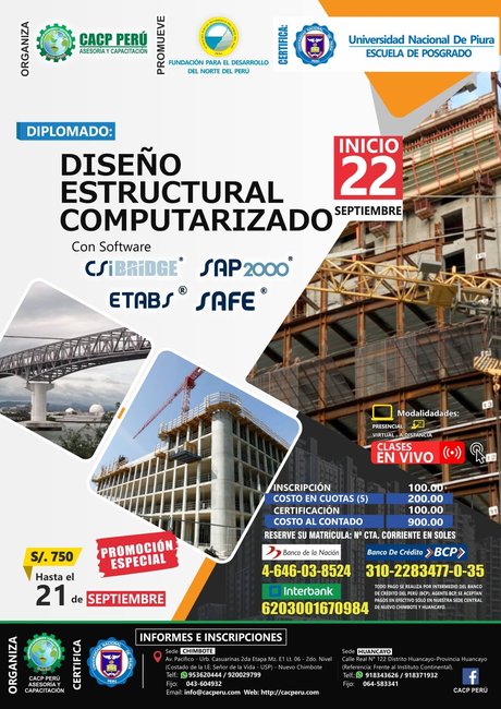 Diseño Estructural Computarizado Aplicado Al Diseño, Supervisión Y Construcción De Edificios Y Puentes (Etabs, Sap, Safe, Csi Bridge). 2019 - 2